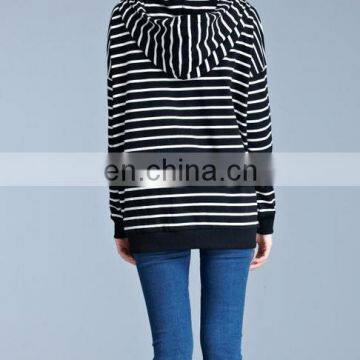 Manufacturer Womens Ladies Hoodie Sweatshirt Hooded Tops Zip Stripe Casual T-shirt photo-3