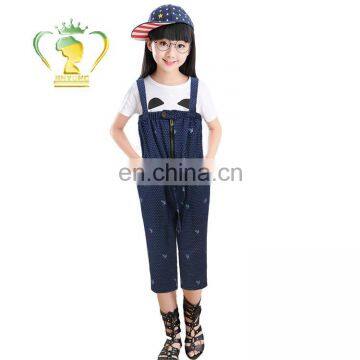 Guangzhou factory summer child girls solid color cotton jumpsuit