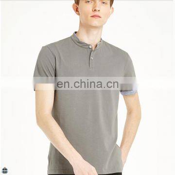 T-MT024 High Quality Plain Stand Collar Men Casual Business T-shirt