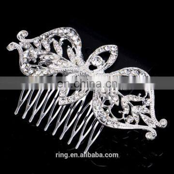 Silver Hair Pins Rose Flower Hair Comb for Bridal Wedding Head Jewelry