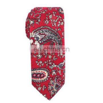 red vintage paisley printed cotton tie