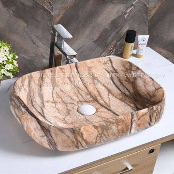 Chaozhou factory ceramic no hole rectangle new design colored washbasin