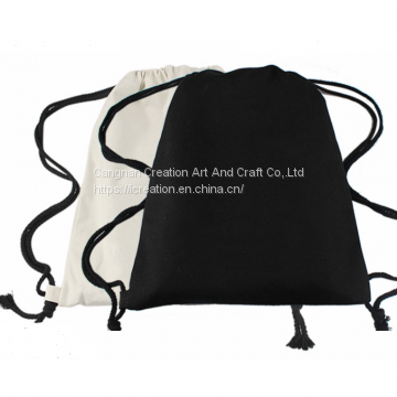 Wholesales Eco Canvas Schoolbag Drawstring Backpack Bag Travel Sports Pouch Bag