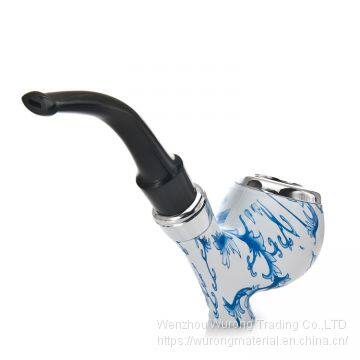 155mm Length Wooden Resin Medium Tobacco Pipe With Blue and White Porcelain Head for Smoking photo-3