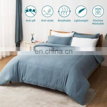 Amazon Hot Sale Super Luxury Soft 4 Piece King Size Microfiber Washed Cotton Factory Stock Duvet Cover Bedding Set photo-4