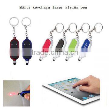 2016 New Button Battery led Mini Keychain Stylus pen with laser light