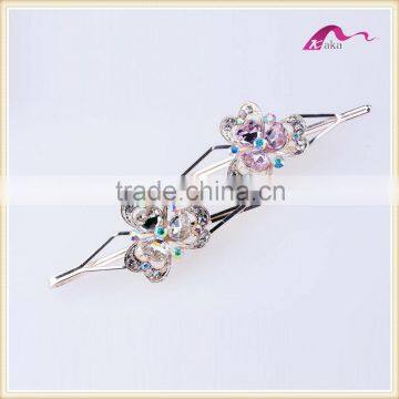 New Arrival Charming Designs Wedding Ornaments Metal Colorful Glass Heart Flower Hair Grips Crystal Dotted Hair Clips For Gifts photo-4