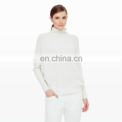 White Women Cashmere Turtleneck Sweater Bright Color Sweater