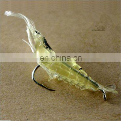 4cm 1.5g Ocean Boat Freshwater bass lifelike Black stripe glow Fishing  luminous silicone shrimp soft lure