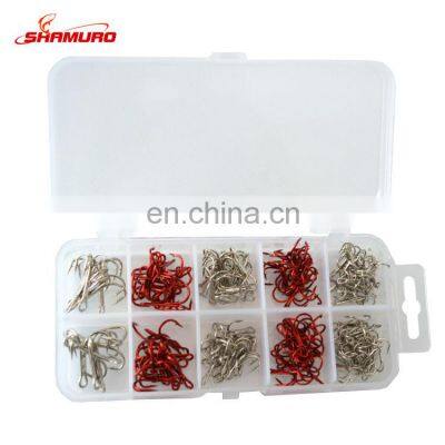 130pcs/set Treble Fishing Hook Set Size # 2/4/6/8/10 High Carbon Steel for Carp Fishing Hooks