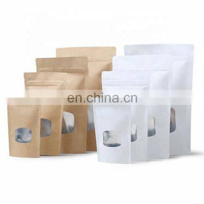 Custom pouches white kraft paper packaging for food stand up paper bag with window