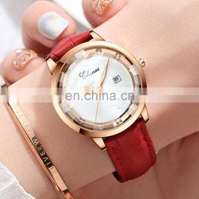CHENXI 317 Luxury Fashion Quartz Wristwatches Leather Bracelet Women Crystal Rose Gold Waterproof Quartz Watch
