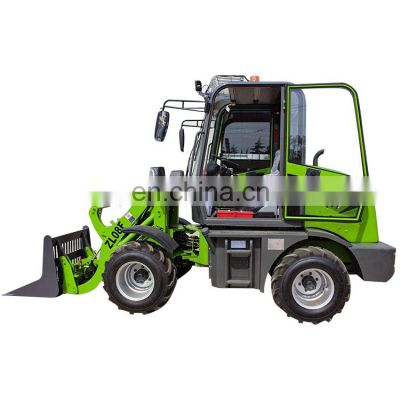 Zl08f 0.8 ton mini small articulated farm garden tractor front end quick hitch snow blade compact wheel loader with lawn mower