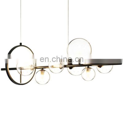 Luxury LED Chandelier Creative Lamp Strip Modern Minimalist Bar Glass Bubble Pendant Light For Restaurantr Shop