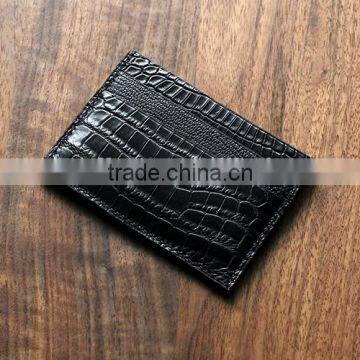 High Quality Wholesale Handmade Black Color Genuine Real Crocodile Alligator Skin Leather Credit Card Holder Purse Pocket Wallet photo-5