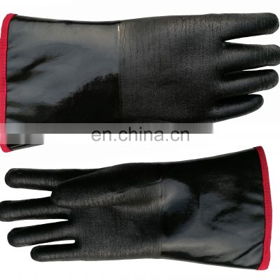 Long Cuff  500 Degree Black Cotton Lined Neoprene Industrial Kitchen Oven Frying Heat Resistant Gloves