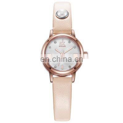 SHENGKE SK Custom Logo Quartz Watch With Leather Band Decorate With Pearl Watches K8011L