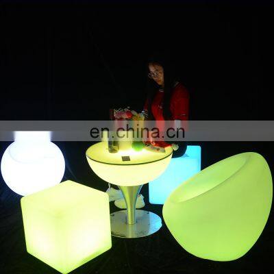 Modern party hire glow PE Plastic tables beach mobile bar stool hotel decoration led chair hookah lounge sofa furniture