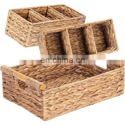 Wholesale Natural 100% Hand-woven Bread Organizers and Water Hyacinth Storage Baskets for Food Pantry photo-3