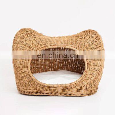 Hot Sale Handcrafted rattan Wicker Cat Bed with Cushion and portable Eco - Friendly Cat House Wholesale made in Vietnam