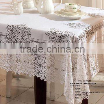 100% Polyester White Solid Luxury Lace Table Cloth From Chinese Factory