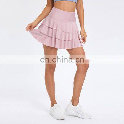 2023 New Style High Waist Badminton Tennis Sports Layered Ruffle Hem Cake Mini Skirt Shorts Lining Fitness Dance Wear For Women photo-4