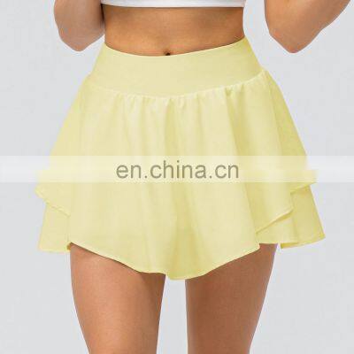 Golf Yoga Clothing Sportswear Short Sexy Tennis Skirt Two In One Active Sport Running Skorts Skirts With Ball Pockets photo-4