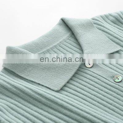Brand New Customizable Cashmere Rib Knitted Sweater With Turn Down Collar Solid Pattern Button Decoration Casual Winter Style photo-4