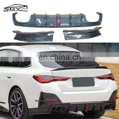 G26 KB Style High Quality Carbon Fiber Rear Diffuser With Light Rear Bumper Lip For BMW 4 Series G26