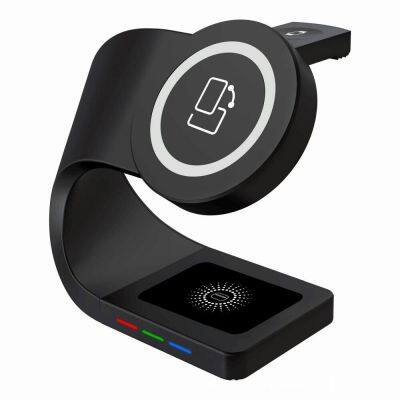 15W Wireless Fast Charger  Magnetic Power Bank 3-in-1 Wireless Charger Mobile Phone Headset Watch Three Devices Charging ABS+PC