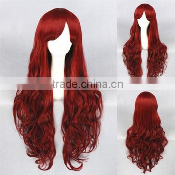 High Quality 80cm Long Curly Dark Red Synthetic Anime Lolita Wig Cosplay Costume Fashion Hair Wig Party Wig                        
                                                Quality Choice