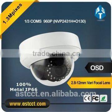 outdoor 1.3MP HD 960P AHD CMOS sensor Color IR 30M Varifocus lens Mental housing Dome CCTV Camera support IP66 and OSD menu