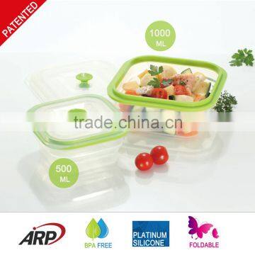 Non-stick Double Color Silicone Lunch Box Collapsible Food Container