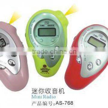 Mini fm auto scan radio with clock and light