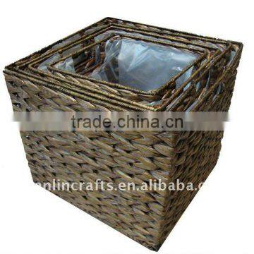 Wholesale Plastic Lining Water Hyacinth Basket Seagrass