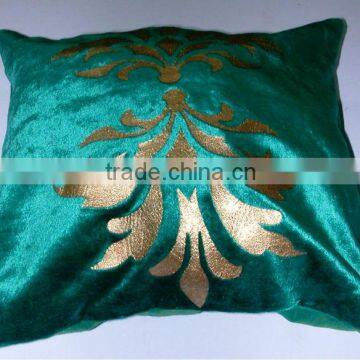 Foil print cushion cover on velvet fabric,