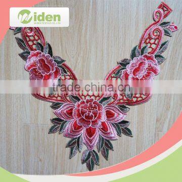 widentextile super quality free sample avaliable lovely embroidery red collar lace