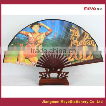 2015 Sales Advertising Gift Customized Bamboo Fabric Folding Hand Fan