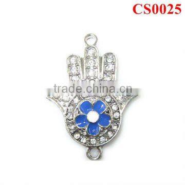 CS0025 Blue flower enamel,cheap zinc alloy hand pendant