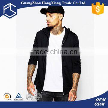 fleece 280gm 100% cotton black zip wholesale plain hoodies