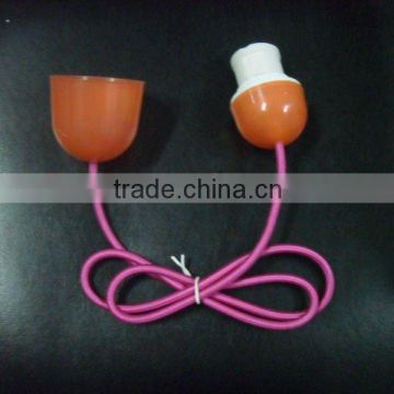 Colored textile wire with lamp holder