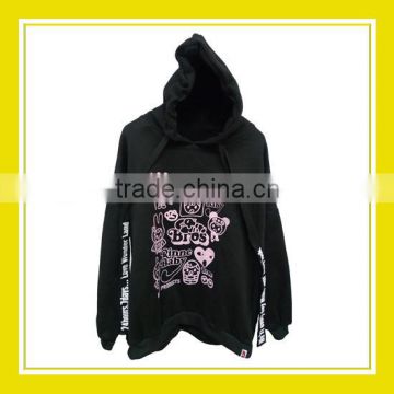 High Quality Bros Baby Rinne Pattern Printed Women Long Sleeve Black Hoodie