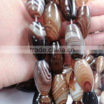 Beautiful Natural Smooth Drum Brown Agate Strip Loose Beads photo-2