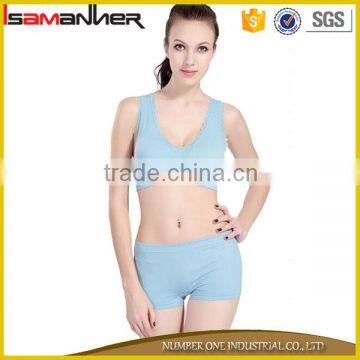Lady boxer underwear school nude sexy girls push up plain sport bra with panties                        
                                                                                Supplier's Choice