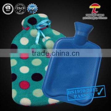 2000ml BS Standard Rubber Hot Water Bottle with blue dots coral fleece cover                        
                                                Quality Choice