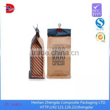 eight side gusset square bottom kraft paper coffee bag, stand up paper bag