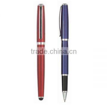 Red purple color 2 in 1 multifunctional metal touch screen stylus roller pen