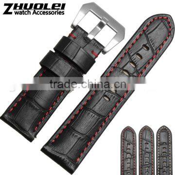 Hotsale 24mm high quality leather Strap Watch Bracelet with stainless steel buckle