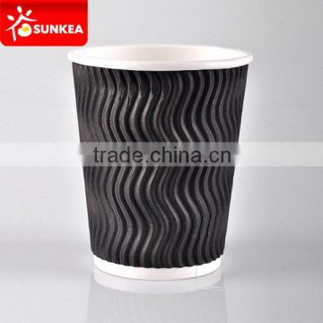 New disposable white simple ripple paper cups for hot drinks