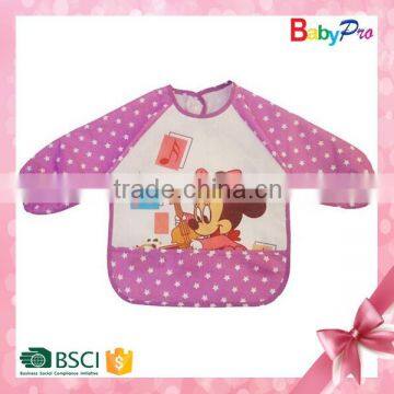 2015 New Products Alibaba China PEVA Waterproof Long Sleeve Baby Bib